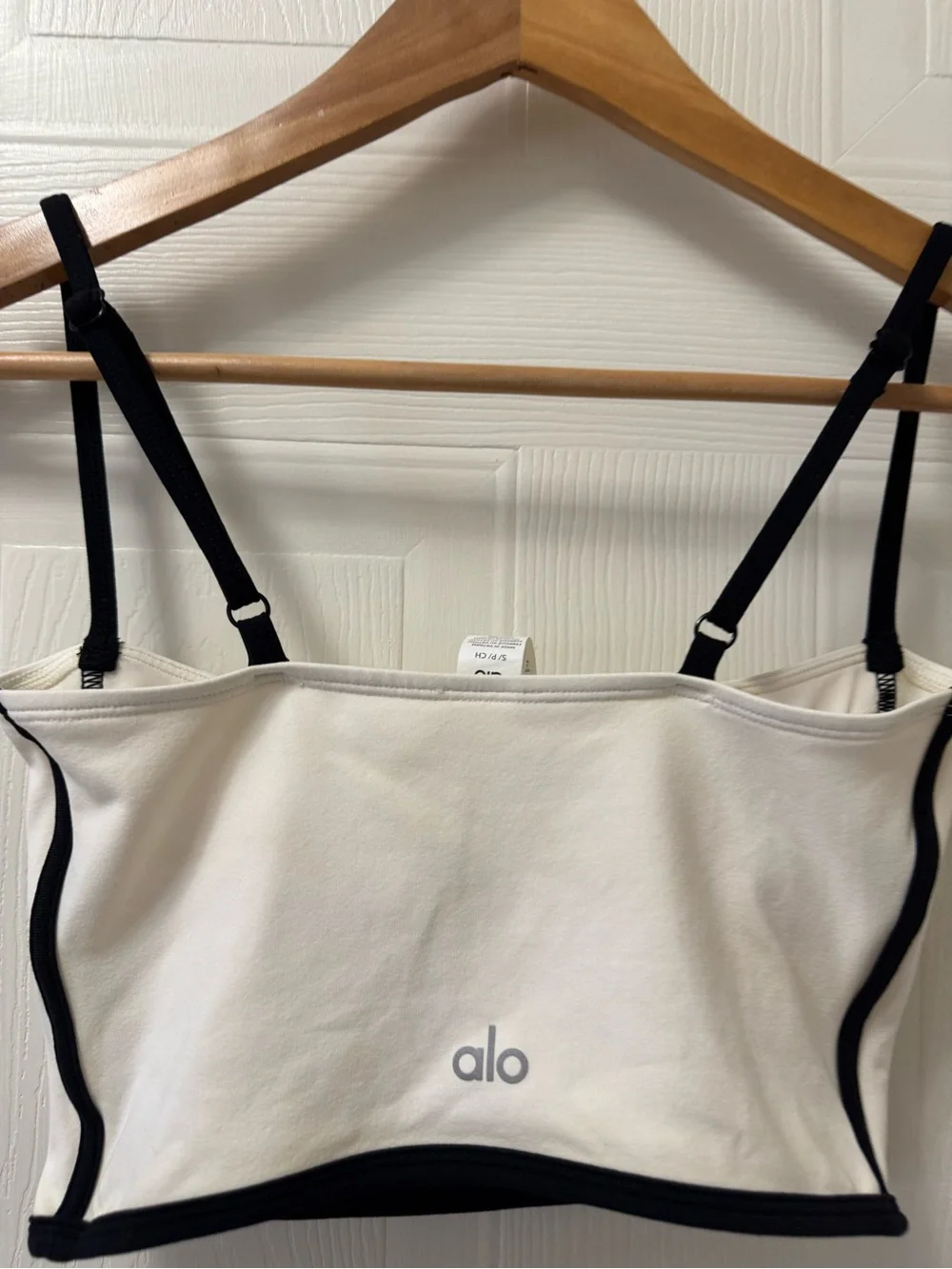 ALO Yoga White Tank with Black Strap Detail